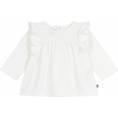 Petit Bateau Långärmad bomullsbabyblus, enfärgad, Marshmallow, 3 �r Petit Bateau Långärmad bomullsbabyblus, enfärgad, Marshmallow, 3 �r