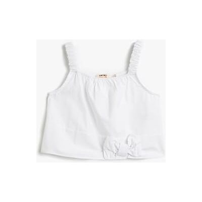 Koton Girls's Crop Strappy Bowtie detalj bomullsblus, Vit (00), 6-7 �r Koton Girls's Crop Strappy Bowtie detalj bomullsblus, Vit (00), 6-7 �r