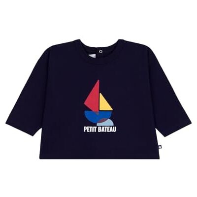 Petit Bateau Långärmad t-shirt i bomull för baby, kattmönster, Kväll, 18 M�nader Petit Bateau Långärmad t-shirt i bomull för baby, kattmönster, Kväll, 18 M�nader