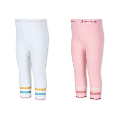 Sterntaler Baby flickor leggings dubbelpack caprilängd legging, vit, 74 Sterntaler Baby flickor leggings dubbelpack caprilängd legging, vit, 74