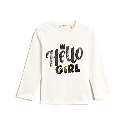 Koton flickor långärmad paljett crew neck bomull t-shirt, Ecru (010), 5-6 år Koton flickor långärmad paljett crew neck bomull t-shirt, Ecru (010), 5-6 år