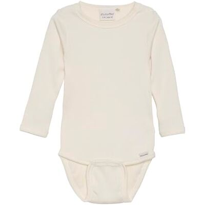 MINYMO Unisex babybody med långa ärmar ribbad MINYMO Unisex babybody med långa ärmar ribbad