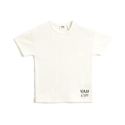 Koton pojkar basic kortärmad etikett detalj våffeltextur t-shirt, Ecru (002), 7-8 år Koton pojkar basic kortärmad etikett detalj våffeltextur t-shirt, Ecru (002), 7-8 år