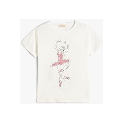 Koton Girls's Crew Neck Kortärmad Skimmer Tryckt T-shirt, Ecru (010), 7-8 År Koton Girls's Crew Neck Kortärmad Skimmer Tryckt T-shirt, Ecru (010), 7-8 År