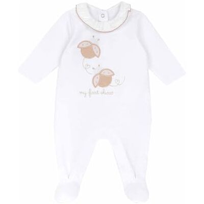 Chicco Långärmad Bomull Rygglös Onesie Pyjamas för Baby och Spädbarn, Vit, 0 mesi Chicco Långärmad Bomull Rygglös Onesie Pyjamas för Baby och Spädbarn, Vit, 0 mesi
