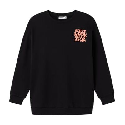NAME IT Flicka Nkfnoikke Ls Long RLX Sweat Bru Sweatshirt, svart, 116 NAME IT Flicka Nkfnoikke Ls Long RLX Sweat Bru Sweatshirt, svart, 116