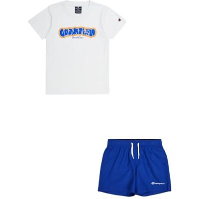Champion Legacy Back To The Beach B-Graphic Crewneck T-Shirt & WR Shorts kompletta med barn och tonåringar, Vit/elektrisk blå, 9-10 �r Champion Legacy Back To The Beach B-Graphic Crewneck T-Shirt & WR Shorts kompletta med barn och tonåringar, Vit/elektrisk blå, 9-10 �r