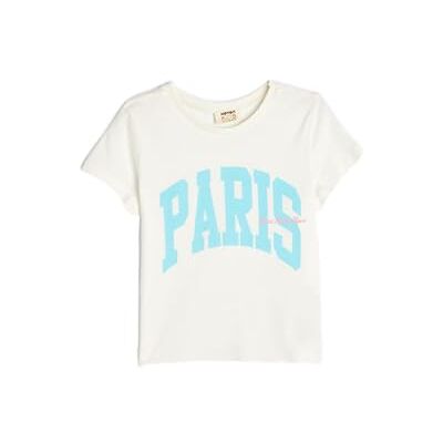 Koton Girls's Crew Neck kortärmad tryckt T-shirt, Ecru (010), 4-5 Jahre Koton Girls's Crew Neck kortärmad tryckt T-shirt, Ecru (010), 4-5 Jahre