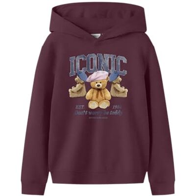 NAME IT Namn IT Nkfrycca Ls Nreg Sweat Wh Bru Box, Burgund, 122-128 NAME IT Namn IT Nkfrycca Ls Nreg Sweat Wh Bru Box, Burgund, 122-128