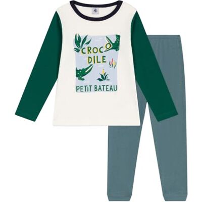 Petit Bateau Tvåfärgad bomullspyjamas för barn, Gobelin/Multico, 3 �r Petit Bateau Tvåfärgad bomullspyjamas för barn, Gobelin/Multico, 3 �r