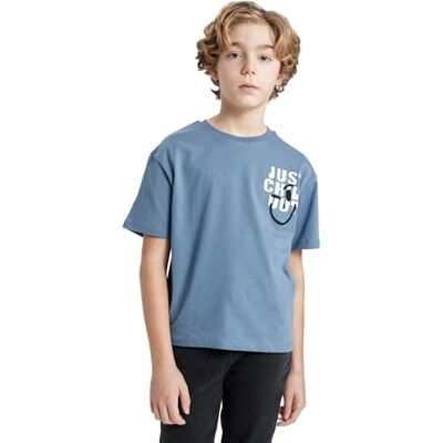 DeFacto T-shirt för pojkar, Lt.indigo, 5-6 år DeFacto T-shirt för pojkar, Lt.indigo, 5-6 år