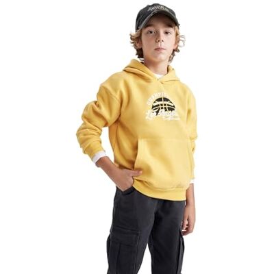 DeFacto Sweatshirt med huva för pojkar, GUL, 5-6 år DeFacto Sweatshirt med huva för pojkar, GUL, 5-6 år
