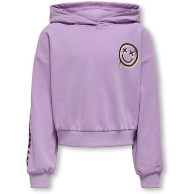 ONLY Girl huvtröja KOGSMILE sweatshirt, Afrikansk violett, 122-128 ONLY Girl huvtröja KOGSMILE sweatshirt, Afrikansk violett, 122-128