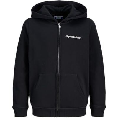 JACK & JONES JUNIOR Jornorrebro Emb Sweat Zip Hood Jnr, svart, 140 JACK & JONES JUNIOR Jornorrebro Emb Sweat Zip Hood Jnr, svart, 140