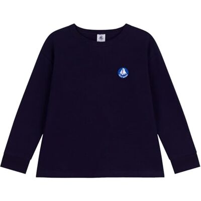 Petit Bateau Långärmad T-shirt för barn i enfärgad bomull, Kväll, 12 �r Petit Bateau Långärmad T-shirt för barn i enfärgad bomull, Kväll, 12 �r