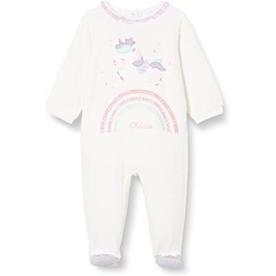 Chicco Sparkdräkt för bebisflickor med öppning på patello för nyfödda småbarn, pyjamas, vit, 0 månader Chicco Sparkdräkt för bebisflickor med öppning på patello för nyfödda småbarn, pyjamas, vit, 0 månader