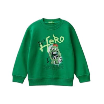 Benetton Barns Sweatshirt med Runt Svarv Benetton Barns Sweatshirt med Runt Svarv