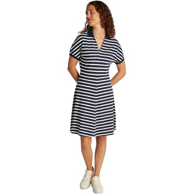 Tommy Hilfiger Lyocell Open-NK F&F Poloklänning WW0WW44513 dam, Blå (Dark Night Navy/Calico Stp), S Tommy Hilfiger Lyocell Open-NK F&F Poloklänning WW0WW44513 dam, Blå (Dark Night Navy/Calico Stp), S