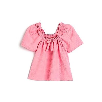Koton baybgirls Blouse Ruffle Bowtie Detail Short Sleeve Blus Koton baybgirls Blouse Ruffle Bowtie Detail Short Sleeve Blus
