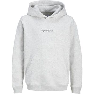 JACK & JONES JUNIOR Jornorrebro Emb Sweat Hood Noos Jnr, Vit melange, 176 JACK & JONES JUNIOR Jornorrebro Emb Sweat Hood Noos Jnr, Vit melange, 176