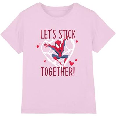 Marvel flickor Spiderman Valentine's Day Stick Together Girls T Shirt T-tröja Marvel flickor Spiderman Valentine's Day Stick Together Girls T Shirt T-tröja