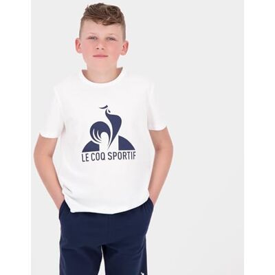 Le Coq Sportif ESS Tee SS N°1 Barn Kortärmad T-shirt 100% bomull 140 g klassisk passform stor logotyp tryckt uppblåst bläck storlek 12 år vit ljus Le Coq Sportif ESS Tee SS N°1 Barn Kortärmad T-shirt 100% bomull 140 g klassisk passform stor logotyp tryckt uppblåst bläck storlek 12 år vit ljus
