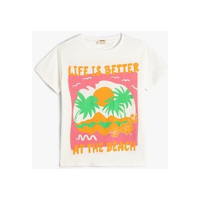 Koton Girls's Crew Neck kortärmad blommig tryckt T-shirt, Ecru (010), 6-7 �r Koton Girls's Crew Neck kortärmad blommig tryckt T-shirt, Ecru (010), 6-7 �r