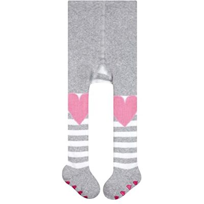 FALKE Unisex Baby Crawler Girl strumpbyxor bomull grå rosa babystrumpbyxor tjocka med mönster färgglada randiga med ränder och hjärta vid knä och rumpa 1 styck, Grå (storm grå 3820), 74-80 FALKE Unisex Baby Crawler Girl strumpbyxor bomull grå rosa babystrumpbyxor tjocka med mönster färgglada randiga med ränder och hjärta vid knä och rumpa 1 styck, Grå (storm grå 3820), 74-80