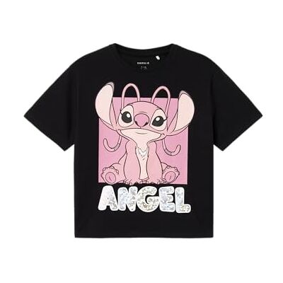 NAME IT Namn det flicka Nkfnyri stitch Ss Nreg Top Box Wdi T-shirt, svart, 122-128 NAME IT Namn det flicka Nkfnyri stitch Ss Nreg Top Box Wdi T-shirt, svart, 122-128