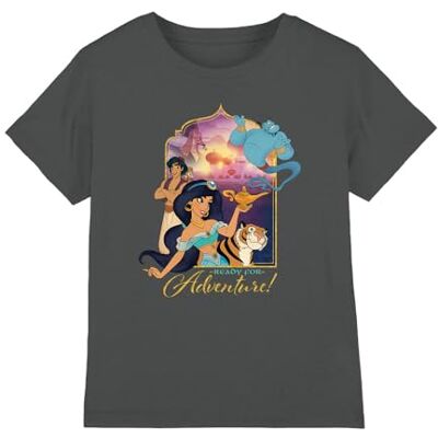 Disney Aladdin Jasmine, Abu, Rajah, Genie are Ready for Adventure unisex barn t-shirt, kol, 5-6 år, Träkol, 5-6 År Disney Aladdin Jasmine, Abu, Rajah, Genie are Ready for Adventure unisex barn t-shirt, kol, 5-6 år, Träkol, 5-6 År