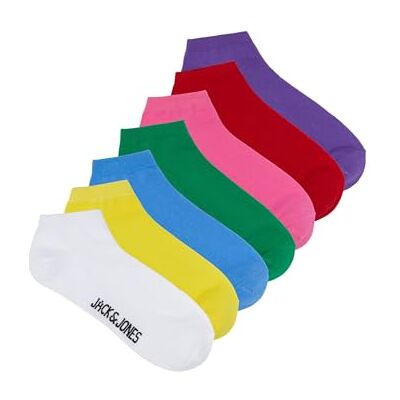 JACK & JONES JACCOLORFUL SOLID SHORT-strumpor 7-pack, Äkta röd/förpackning: blazing gul – vit – grön bi – jordgubbsmåne – djup lavendel – pacific coast, One Size JACK & JONES JACCOLORFUL SOLID SHORT-strumpor 7-pack, Äkta röd/förpackning: blazing gul – vit – grön bi – jordgubbsmåne – djup lavendel – pacific coast, One Size