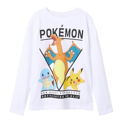 NAME IT Boy topp med långa ärmar Pokémon, Ljus vit, 134-140 NAME IT Boy topp med långa ärmar Pokémon, Ljus vit, 134-140