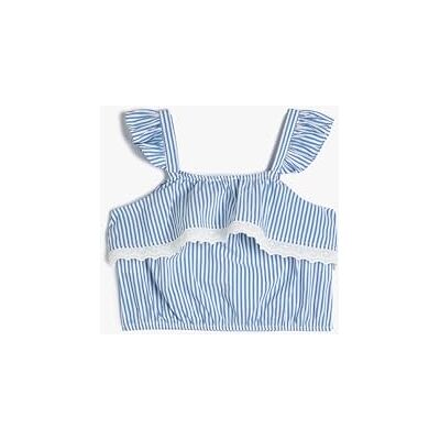 Koton Girl's Crop Strappy Ruffle and Cutwork detalj blus, Blå ränder (6s5), 11-12 År Koton Girl's Crop Strappy Ruffle and Cutwork detalj blus, Blå ränder (6s5), 11-12 År