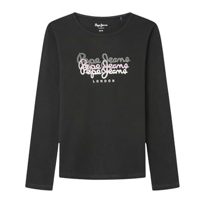 Pepe Jeans Tianne t-shirt för flickor, svart (svart), 8 år Pepe Jeans Tianne t-shirt för flickor, svart (svart), 8 år