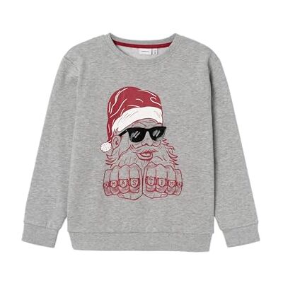 NAME IT Namn IT pojke sweatshirt jul, Grå melange, 134-140 NAME IT Namn IT pojke sweatshirt jul, Grå melange, 134-140