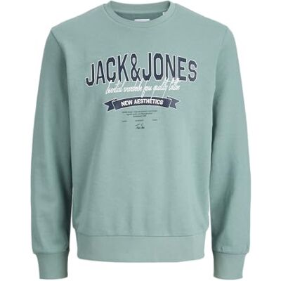 JACK & JONES Jjelogo Sweat Crew Neck 2Col Ss26 Sn Mni, Mineralblå, 116 JACK & JONES Jjelogo Sweat Crew Neck 2Col Ss26 Sn Mni, Mineralblå, 116