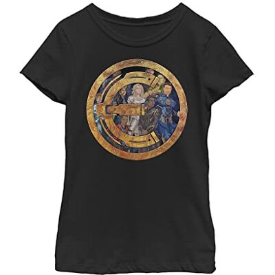 Marvel ETERNALS Badge Group Shot Girl's Solid Crew Tee, svart, X-Small, svart, XS Marvel ETERNALS Badge Group Shot Girl's Solid Crew Tee, svart, X-Small, svart, XS