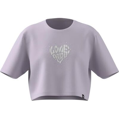 adidas Dziewczynki EVERYDAY GLAM CROPPED GRAPHIC T-SHIRT JUNIOR, ice lavender, 9-10 Years adidas Dziewczynki EVERYDAY GLAM CROPPED GRAPHIC T-SHIRT JUNIOR, ice lavender, 9-10 Years