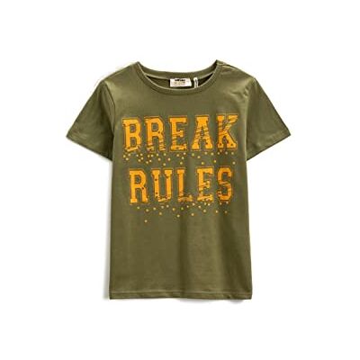 Koton pojkar kortärmad crew neck slogantema tryckt T-shirt, Khaki (894), 6-7 år Koton pojkar kortärmad crew neck slogantema tryckt T-shirt, Khaki (894), 6-7 år