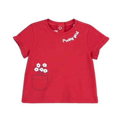 Chicco Kortärmad T-shirt i bomull för flickor, Medium röd, 3 månader Chicco Kortärmad T-shirt i bomull för flickor, Medium röd, 3 månader