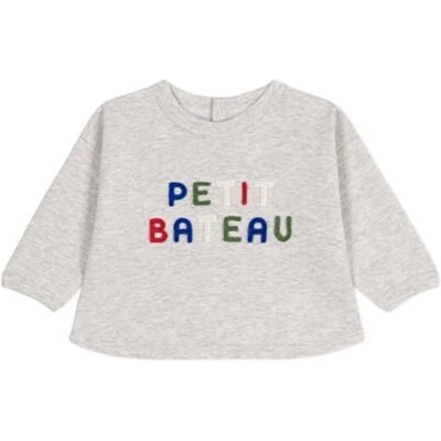 Petit Bateau Sweatshirt för pojkar, Grå, 18 månader Petit Bateau Sweatshirt för pojkar, Grå, 18 månader