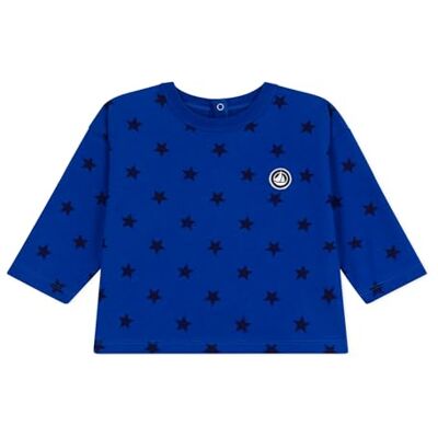 Petit Bateau Långärmad bomullströja med stjärntryck, Olympic/kväll, 18 M�nader Petit Bateau Långärmad bomullströja med stjärntryck, Olympic/kväll, 18 M�nader