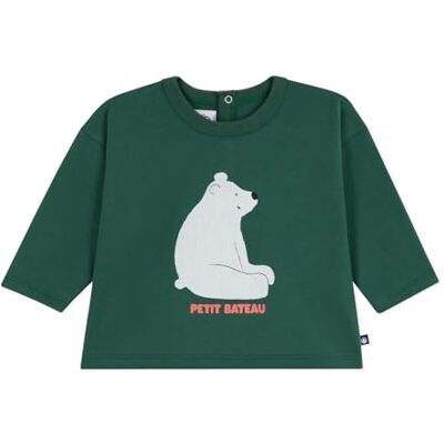 Petit Bateau Långärmad t-shirt i bomull för baby, kattmönster, Willow, 3 M�nader Petit Bateau Långärmad t-shirt i bomull för baby, kattmönster, Willow, 3 M�nader