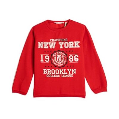 Koton pojkar tryckt crew neck långärmad borstad interiör sweatshirt, Röd (401), 9-10 �r Koton pojkar tryckt crew neck långärmad borstad interiör sweatshirt, Röd (401), 9-10 �r