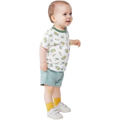 Petit Bateau Kortärmad T-shirt för pojkar, Vit/gul, 12 mesi Petit Bateau Kortärmad T-shirt för pojkar, Vit/gul, 12 mesi
