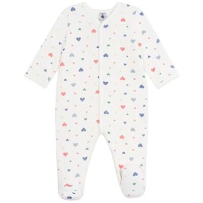 Petit Bateau pyjamas bébé en velour imprimé cœurs Petit Bateau pyjamas bébé en velour imprimé cœurs