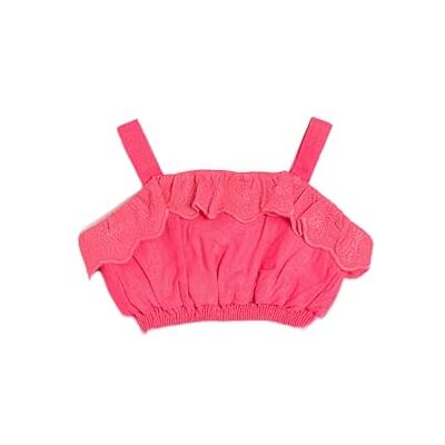 Koton Babyflicka linne crop blus slim strappy elastiskt midjeband ruffle, Rosa (294), 12-18 månader Koton Babyflicka linne crop blus slim strappy elastiskt midjeband ruffle, Rosa (294), 12-18 månader