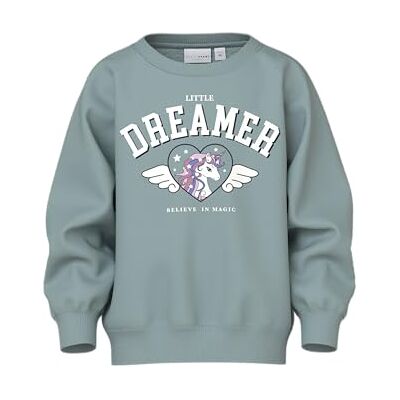 NAME IT Flicka Nmfvenus Ls Nreg sweat Bru sweatshirt, Grå mist/tryck: dreamer, 92 NAME IT Flicka Nmfvenus Ls Nreg sweat Bru sweatshirt, Grå mist/tryck: dreamer, 92