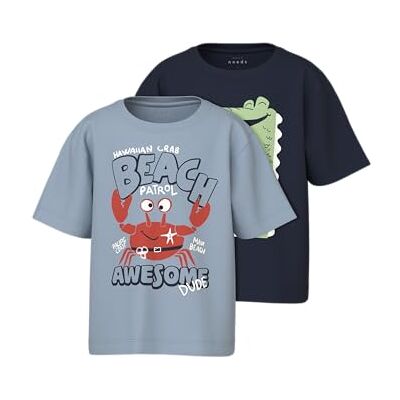 NAME IT pojkar Nmmvagno 2P Ss lös topp (2-pack), Himmelsk blå, 92 NAME IT pojkar Nmmvagno 2P Ss lös topp (2-pack), Himmelsk blå, 92