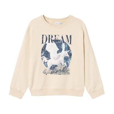 NAME IT Girl sweatshirt ekologisk bomull, Sommarsand, 122-128 NAME IT Girl sweatshirt ekologisk bomull, Sommarsand, 122-128